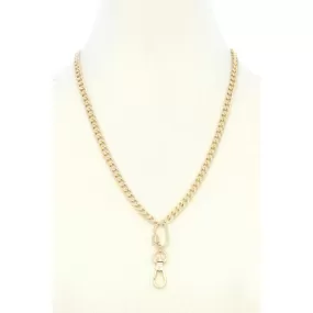 Oval Charm Curb Link Metal Necklace